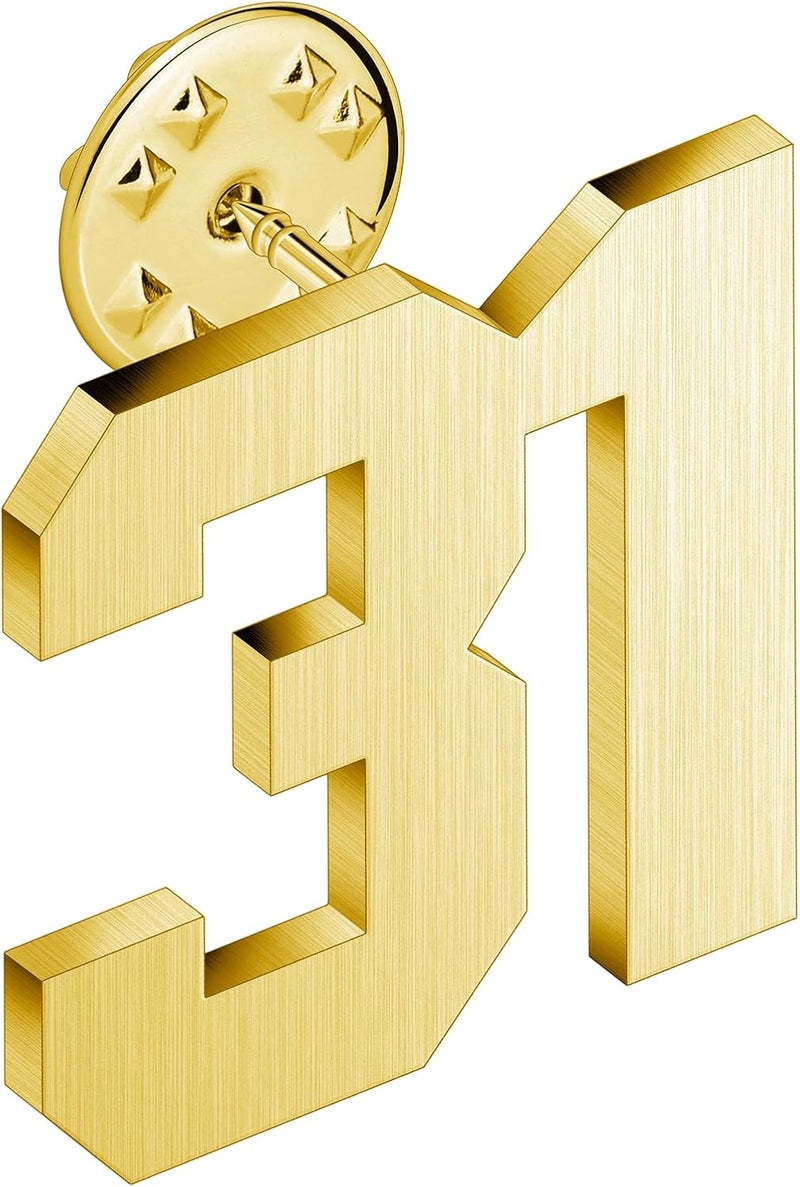 AMITER Personalized 0-100 Number Lapel Pins, 18K Gold Brooch Pin Tie Tacks for Suits, Neckties, Hats, Men & Women - Image 1